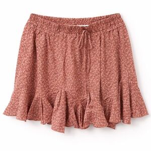 Umgee Floral Ruffle Mini Skirt